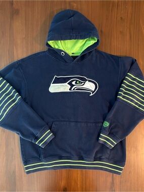 NFL Seattle Seahawks Navy & Neon Green Pullover Hoodie